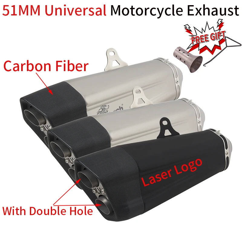 

Universal Motorcycle Double Hole Exhaust Pipe Escape Modify Carbon Fiber Muffler DB Killer For DUKE 790 MT07 MT09 S1000RR ZX4R