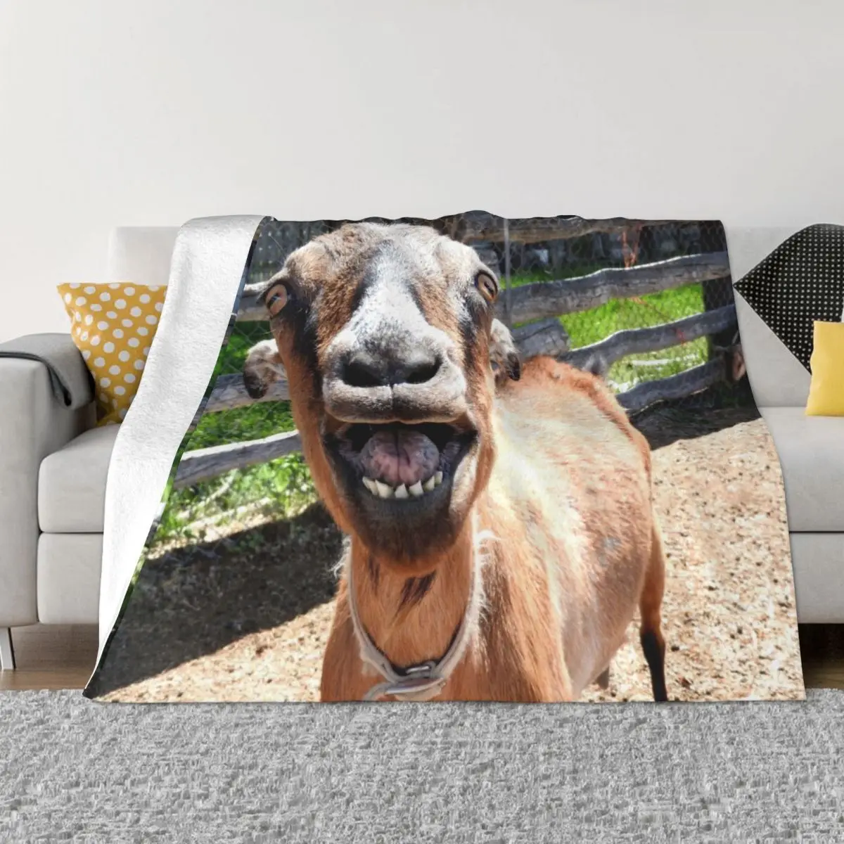 

smiling goat, yelling goat, funny goat Throw Blanket warm for winter Hair Blankets