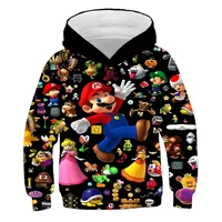 Boys' Clothes Casual Hooded Coat Daily Children's Cartoon Mario Hoodies Autumn Girls Graphic Top Loose Long Sleeve Sweatshirt