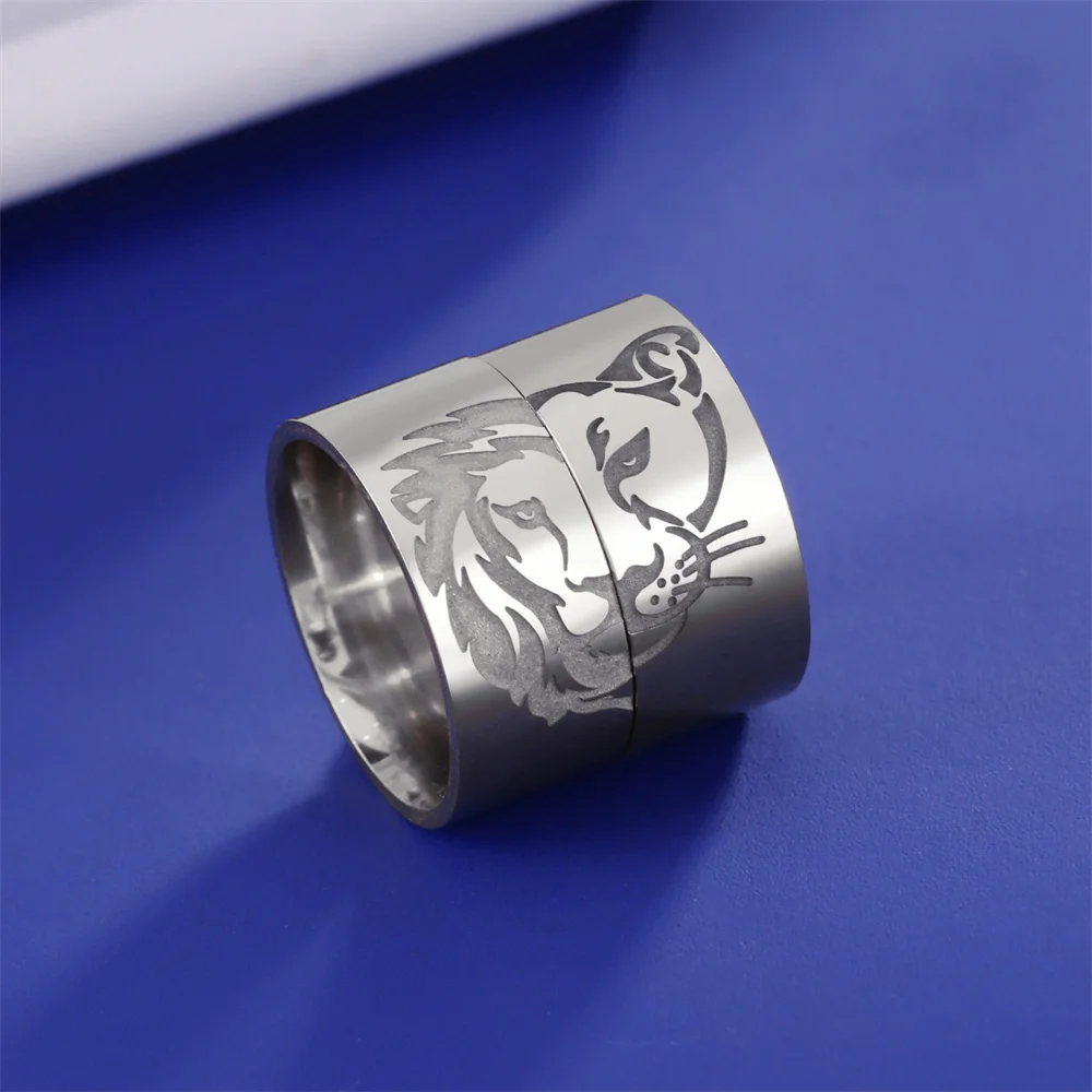 MayiaHey Anello con testa di leone, anello nordico vichingo, testa di leone per uomini, anello punk a testa di leone, anello gotico, corona di leone hip -hop, 19.8, Metallo non prezioso