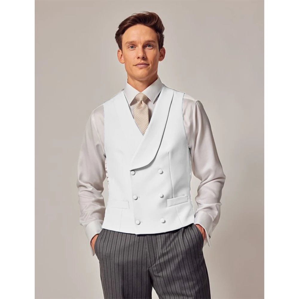 Double Breasted Men's Vest for Wedding Party Dress Vest Man Formal Shawl Lapel Gentleman Vests for Grooms Suits Waistcoat Male 2
