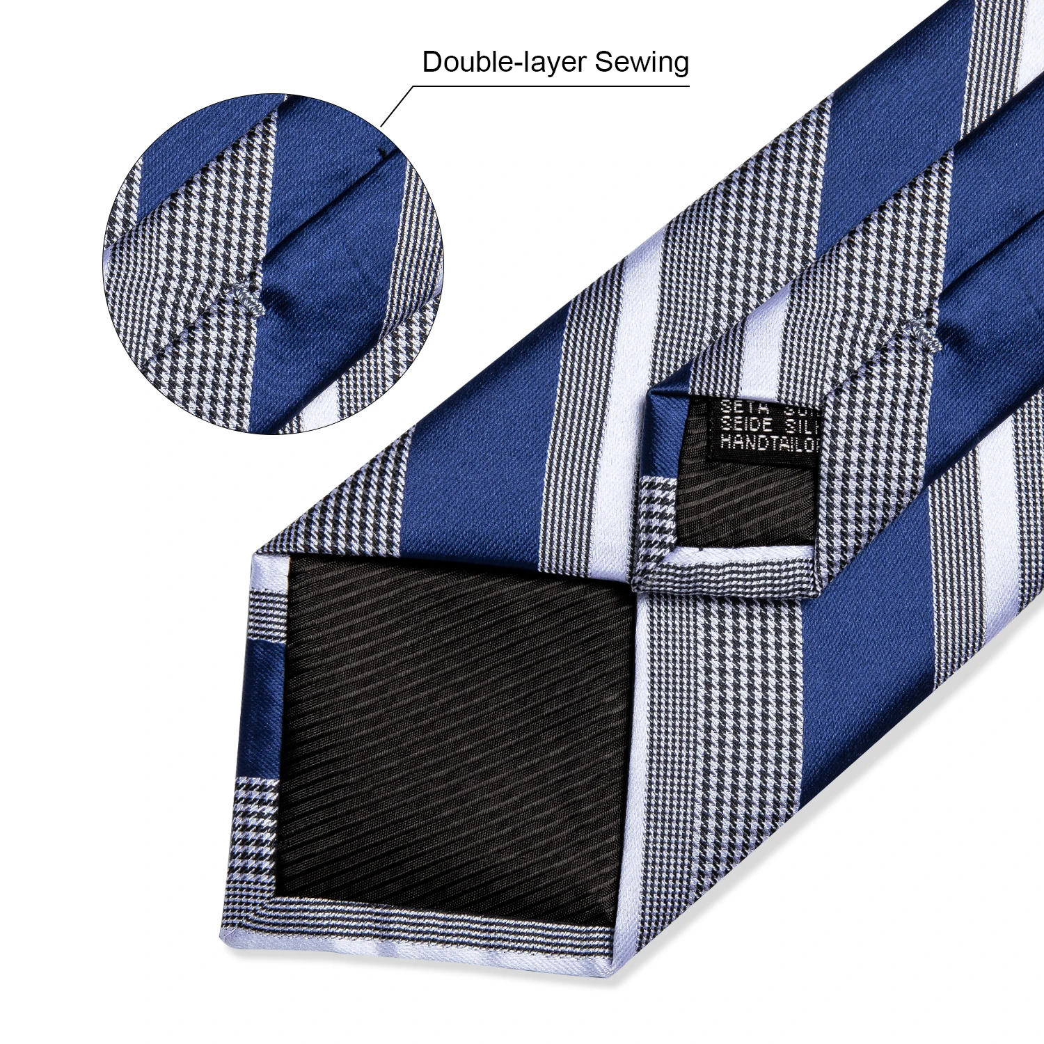 Luxury Blue Striped Mens Necktie Set - 8cm Width with Pocket Square  Cufflinks for Wedding  Business
