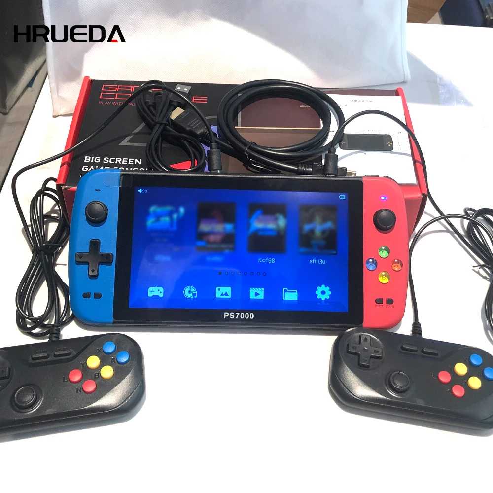 Gamepad Doppio Da 7 Pollici Hd Grande Schermo Gioco Arcade Nostalgico Supporto Per Console Di Gioco Portatile Ps7000 A 128 Bit Ps1 N64