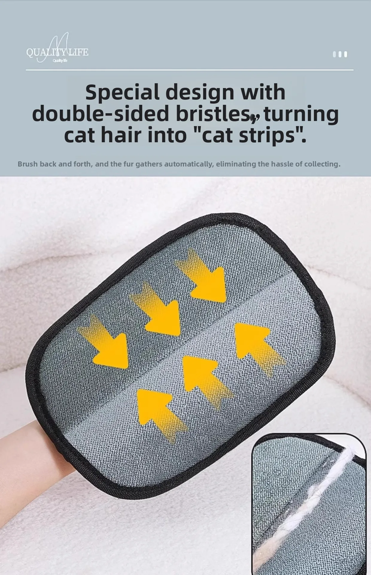 Description Picture 4 of itemPet Hair Remover Glove Dog Hair  Hair Absorption Tool Home Use Pet oming Bru Hair Removal Sti on Pet Care Tools