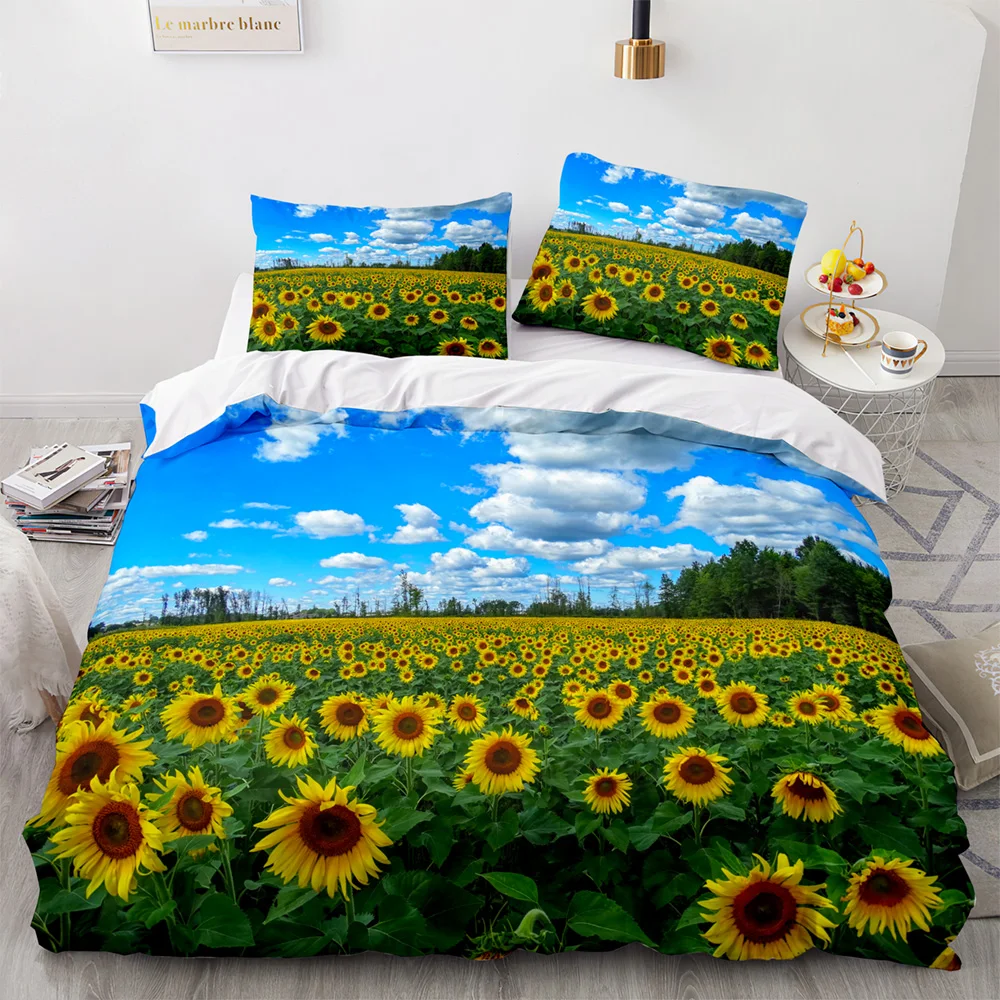 

Sun flower Bedding Set Single Twin Full Queen King Size sunflower Bed Set Aldult Kid Bedroom Duvetcover Sets 3D Print 034