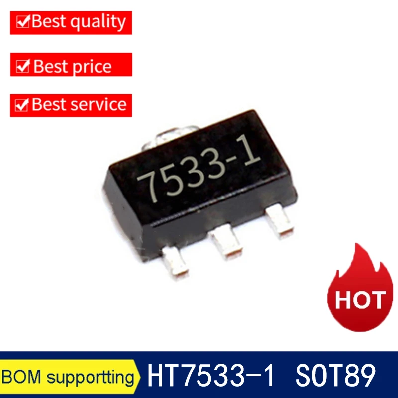 

1000PCS/Lot HT7533-1 HT7533 SOT89 Marking 7533 SMD Low Dropout Voltage Regulator Chip NEW REEL
