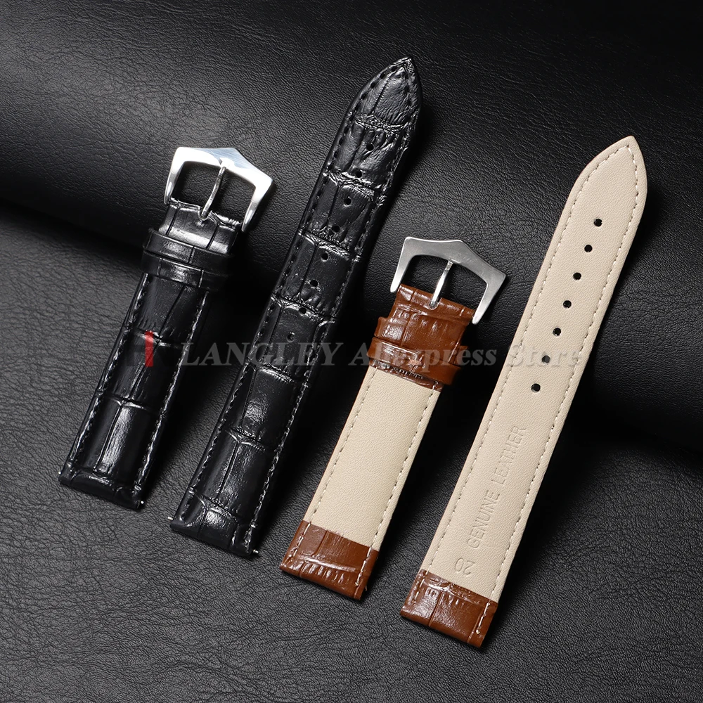 Premium Black Genuine Leather Watch Strap - Universal Fit