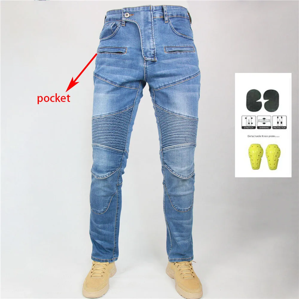 Texwood men's casual and sports wear store, summer beach clothes, men's leather fashion, jewelry, sunglasses Kominie Collection Classic Denim UGB06 PK718 PK719 4X Zip Motorcycle Pants Pantalones Motocicleta Hombre Featherbed Jeans Gears