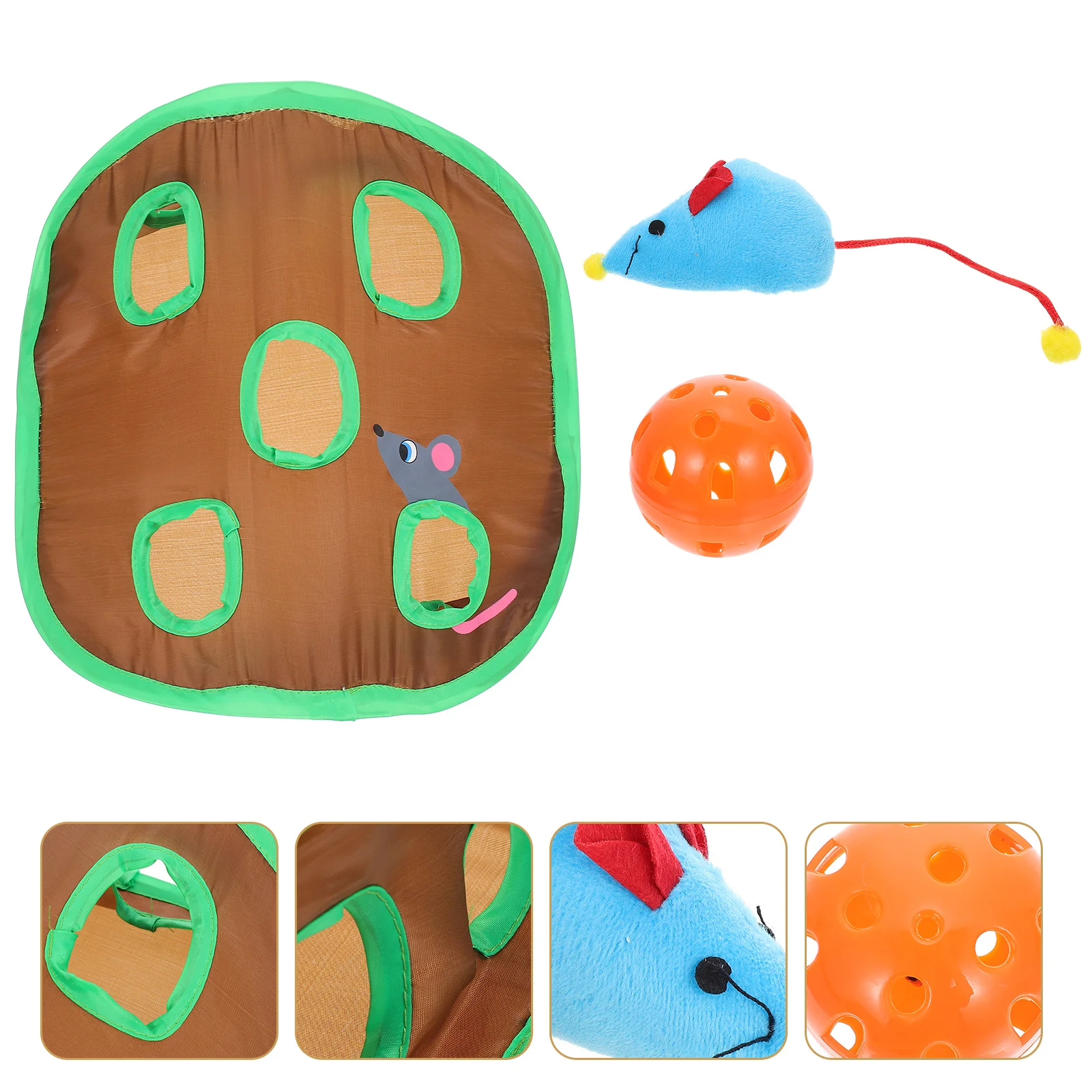 

Cat Walking Toy Plaything Nine Holes Kitten Funny Mouse Design Tunnel Fabric Toys