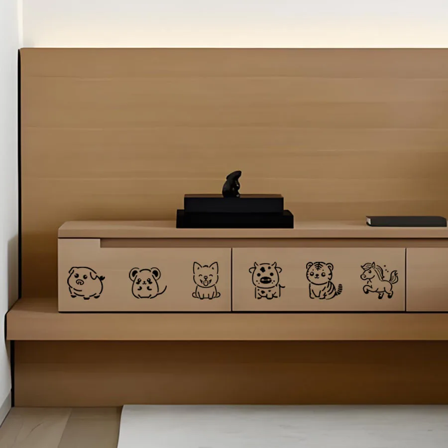 12개 3.9 X 3.9인치 귀여운 동물 스텐실 세트 재사용 가능한 페인팅 템플릿 DIY 저널 벽 나무 패브릭 공예 아늑한 동물 아트용