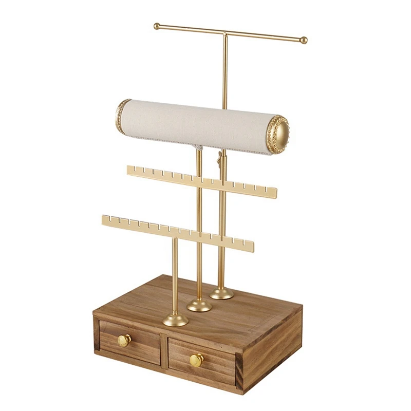 

Деревянный держатель для браслетов и коробка для хранения, 4-уровневый подвесной органайзер для демонстрации ожерелий, серег, часов, ювелирных изделий