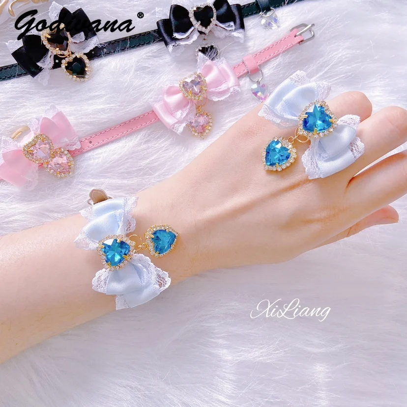 

Handmade Sweet Cute Bracelet Lolita Style Mine Series Mass-Produced Bow Leather Wrist Strap Bracelet Fashion Ring for Women