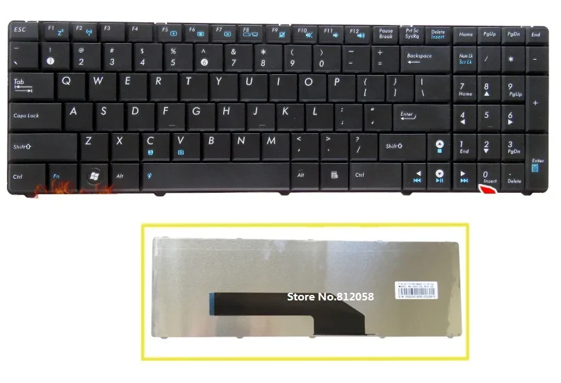 Nuova Tastiera Usa Per Asus K50 K51 K60 K61 K62 K70 K72 K50Ab K50C K50In K50Ij X5D X5Dc K61I K62F K62J K72F K72J