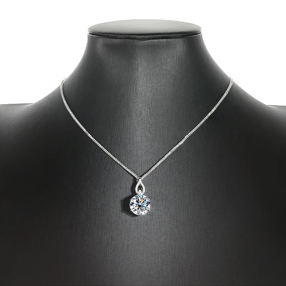 GRA Certified 6-8ct Big Moissanite Pendant Necklace For Women S925 Silver Clavicle Chain Plated Pt950 Lab Diamond Fine Necklace 6