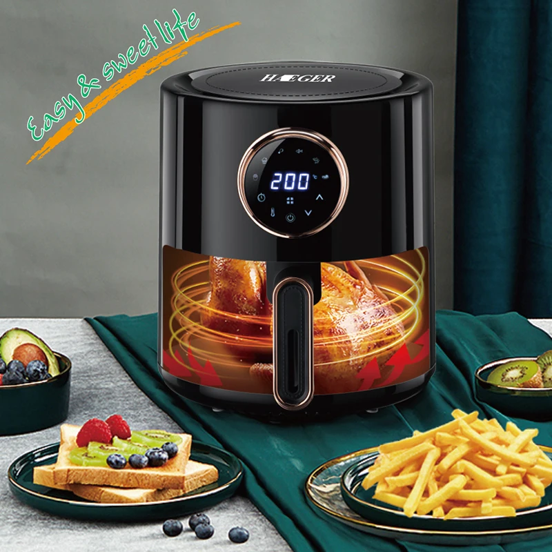 4.8L Smart Electric Air Fryer Large Capacity Automatic Household Multi 360°Baking LED Touchscreen Deep Multi-use Fryer Without smart electric air fryers 5l automatic household 360°baking led touchscreen air fryer without oil free smokeless eu us plug