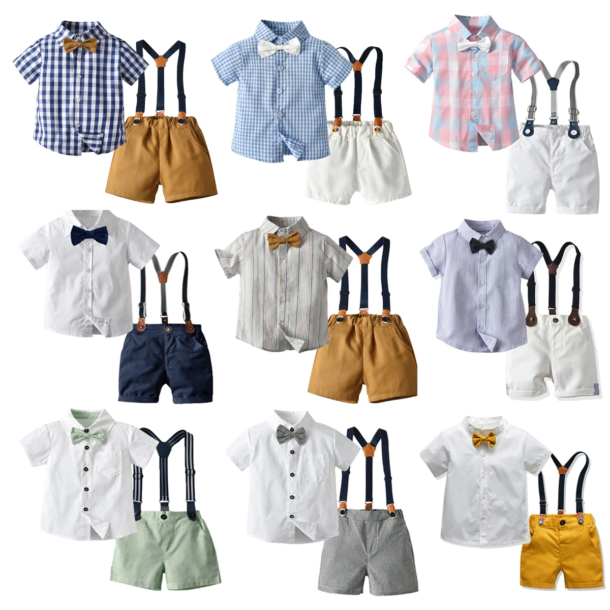 

Kids Boy Gentleman Clothing Set Short Sleeve Shirt+Pants Toddler Boy Outfits for Wedding Party Dress Outfits