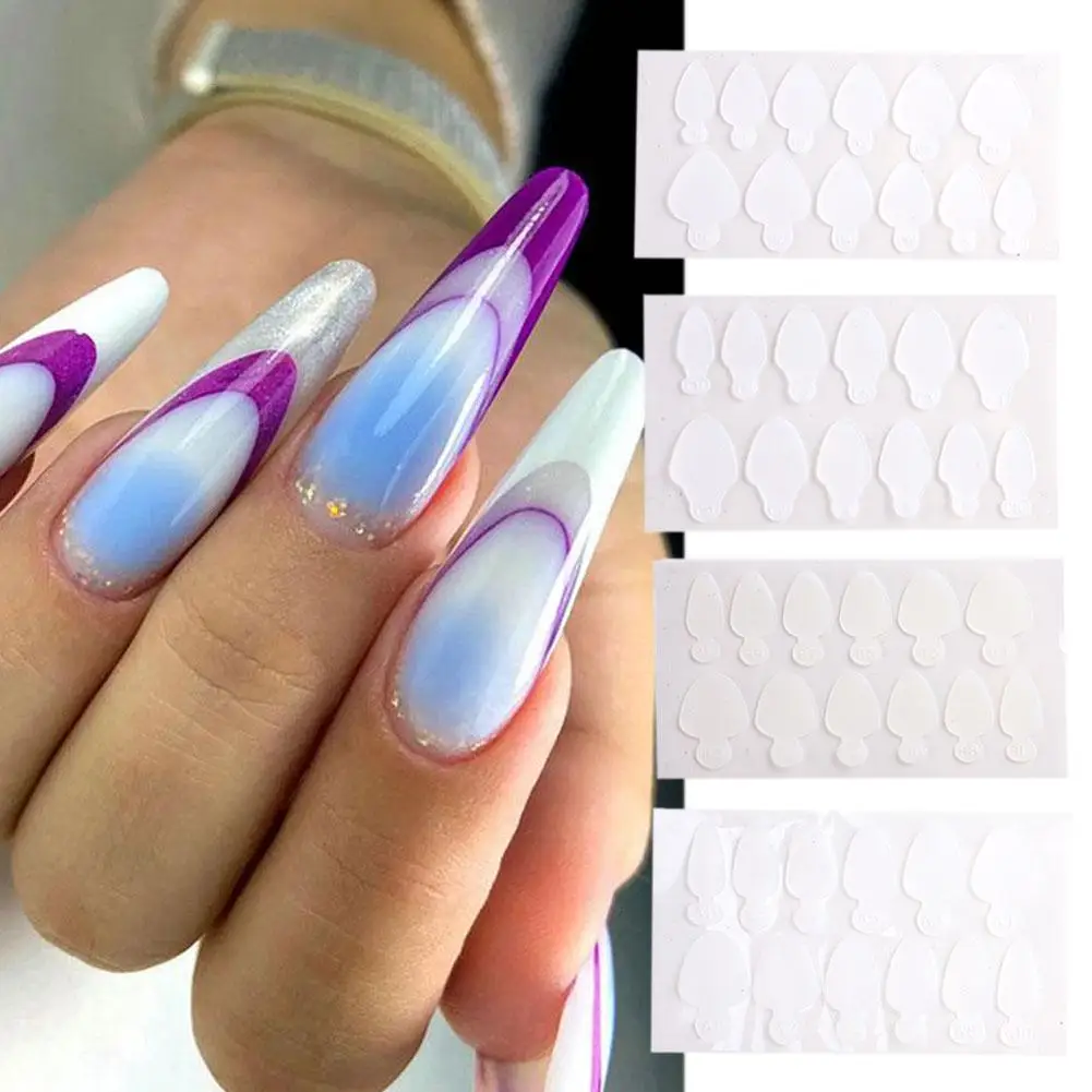 

12 Patches/Sheets Nail Pad Sticker False Tips Quick Building Reusable Manic French Tips Sticker For Nail Form 0.3mm Thickness