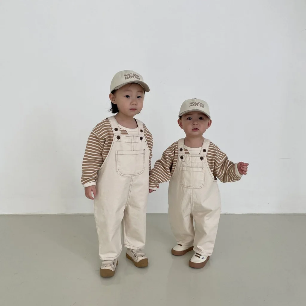 Autumn Baby Denim Overalls Boy Girl Solid Casual Sleeveless Jumpsuit