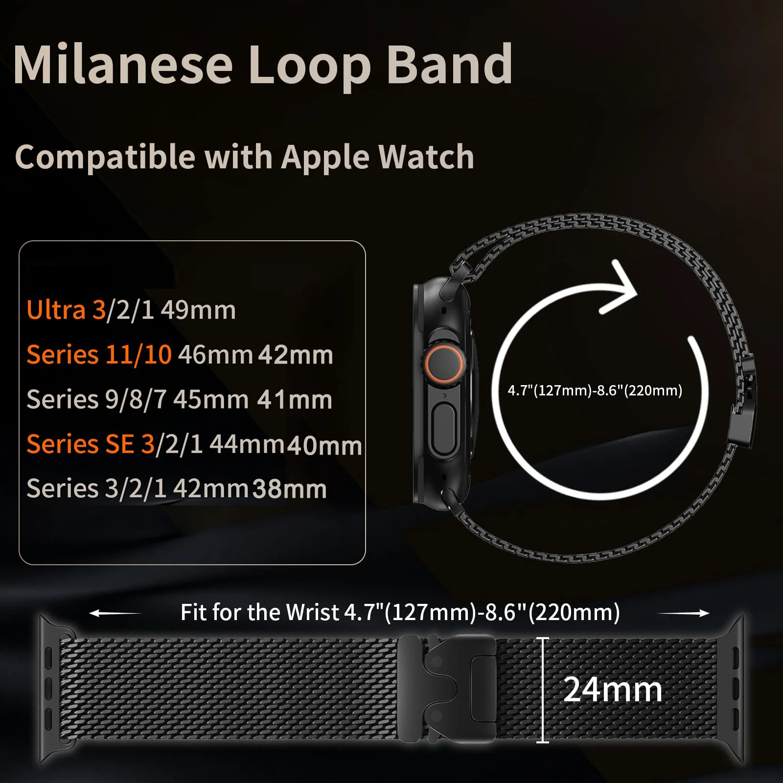 Milanese Loop Stainless Steel Watch Strap Bracelet