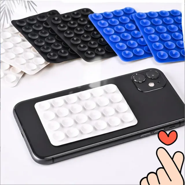 Double-Sided Silicone Suction Cup for Mobile Phone Fixation Anti-Slip Smartphone Case Portable Removable Square Holder 6