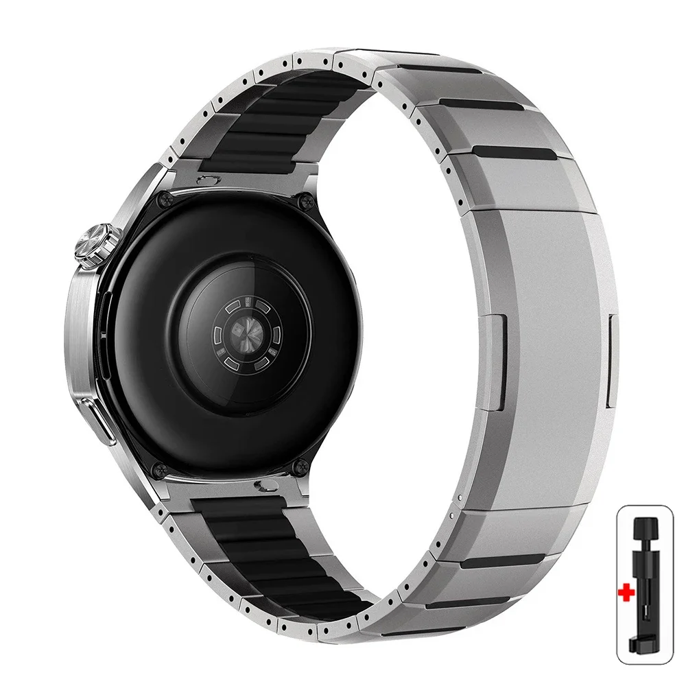 Premium Steel Watch Strap with Silicone Band - Elegant and Versatile Bracelet in 46mm Size
