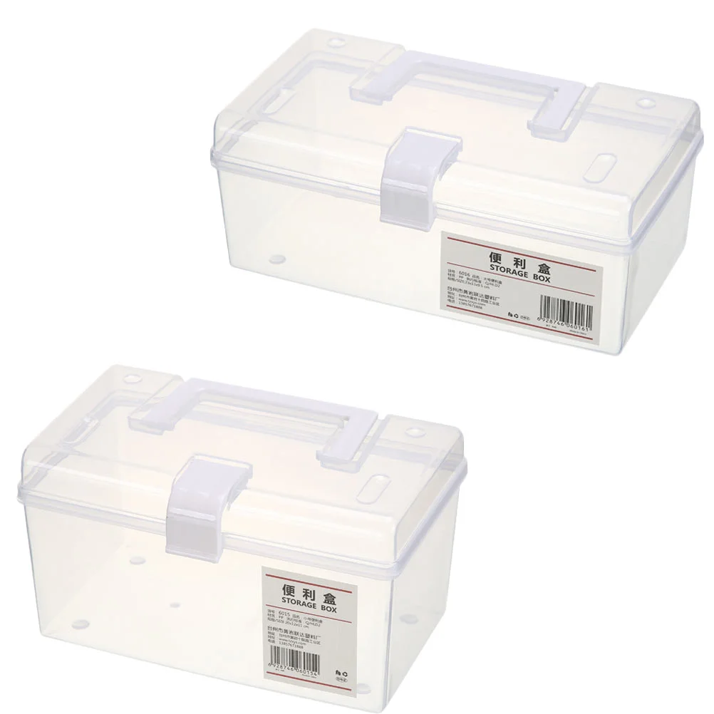 

2 Pcs Jewelry First Aid Transparent Medicine Box Portable Case Organizer Plastic Handheld
