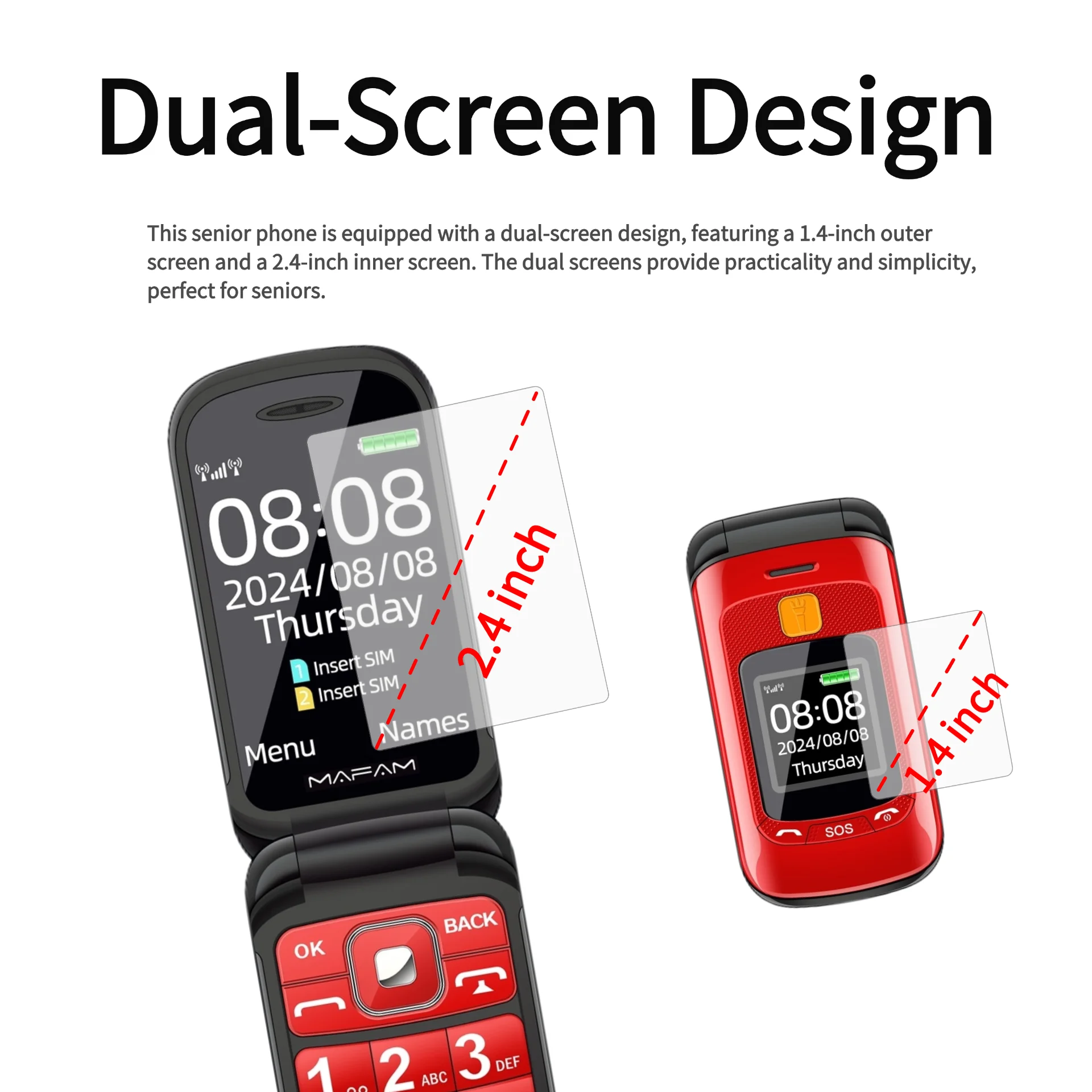 Mafam F899 Cover Folded Senior Mobile Phone Dual Display SOS Key Fast Quick Call Big Screen Torch Russian Key Loud Sound FM Easy 5
