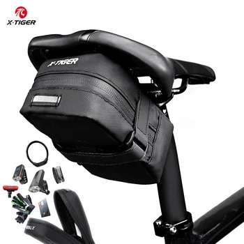 X-TIGER Borsa da sella per bicicletta Mini borsa da coda portatile MTB Mountain Road Bike BagStorage Accessorio da ciclismo riflettente