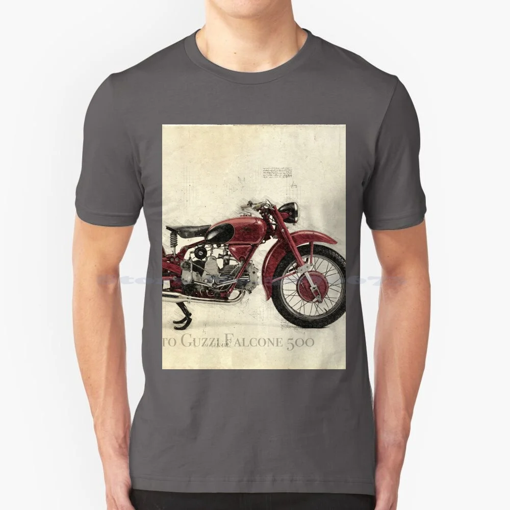 Moto Guzzi Falcone 500 T Shirt 100% Cotone Tee Moto Guzzi Falcone Classic Motorcycle