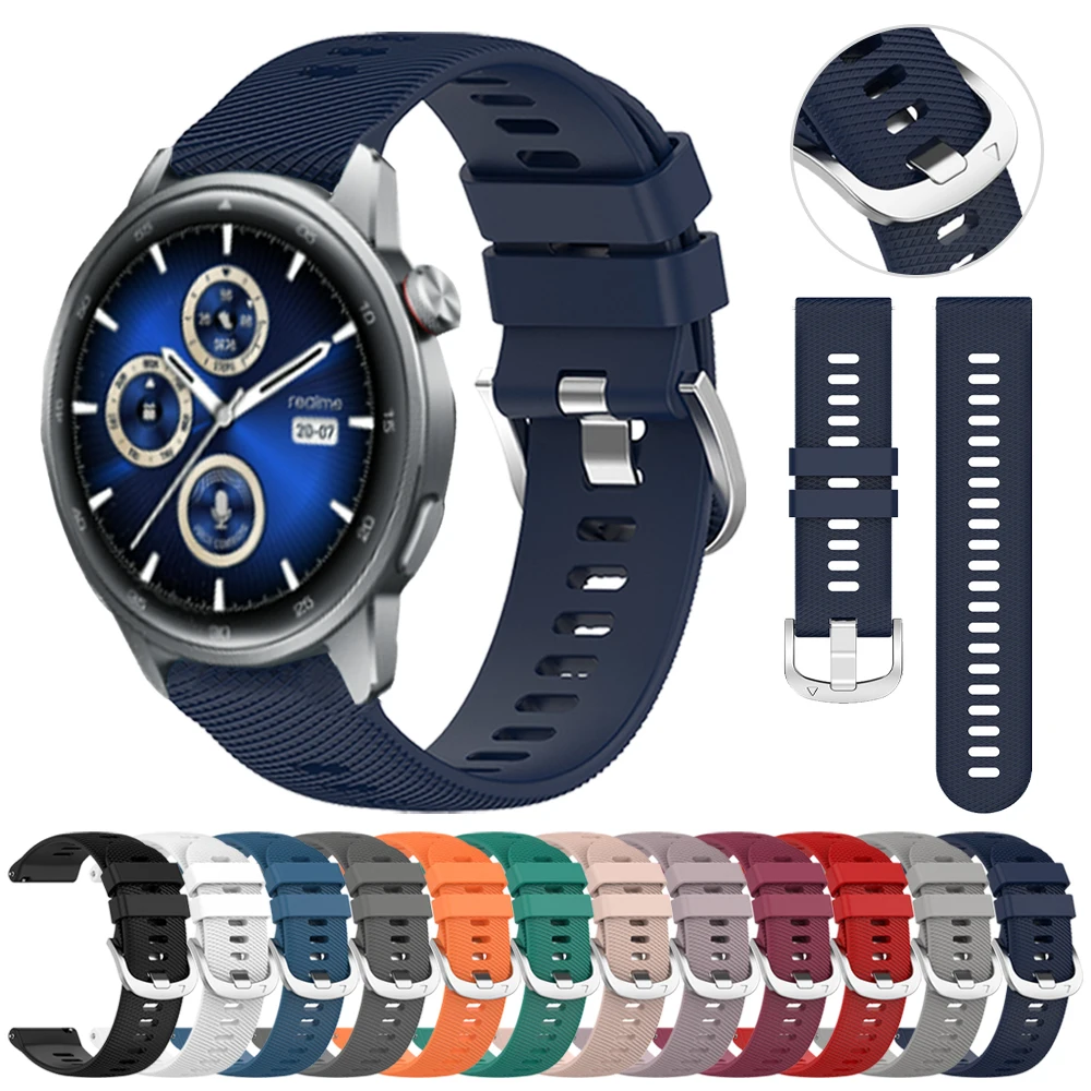 Versatile 22mm Silicone Sports Watch Band - Soft, Durable Replacement Strap for Fitness and Lifestyle