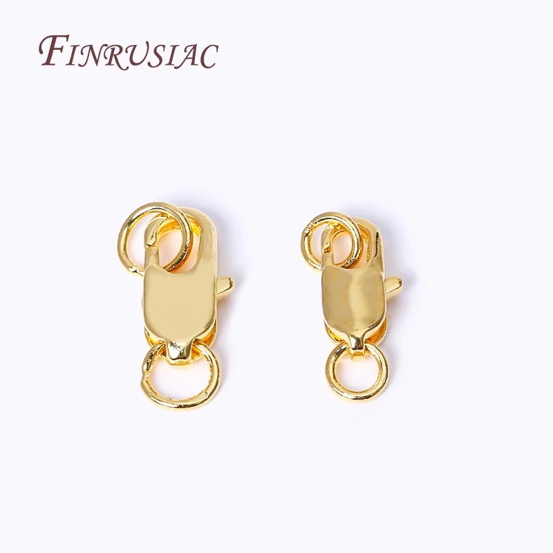 Jewelry Materials 18K Gold Plated Oval Lobster Clasp 2 Closed Ring Connectors For DIY Bracelet Necklace