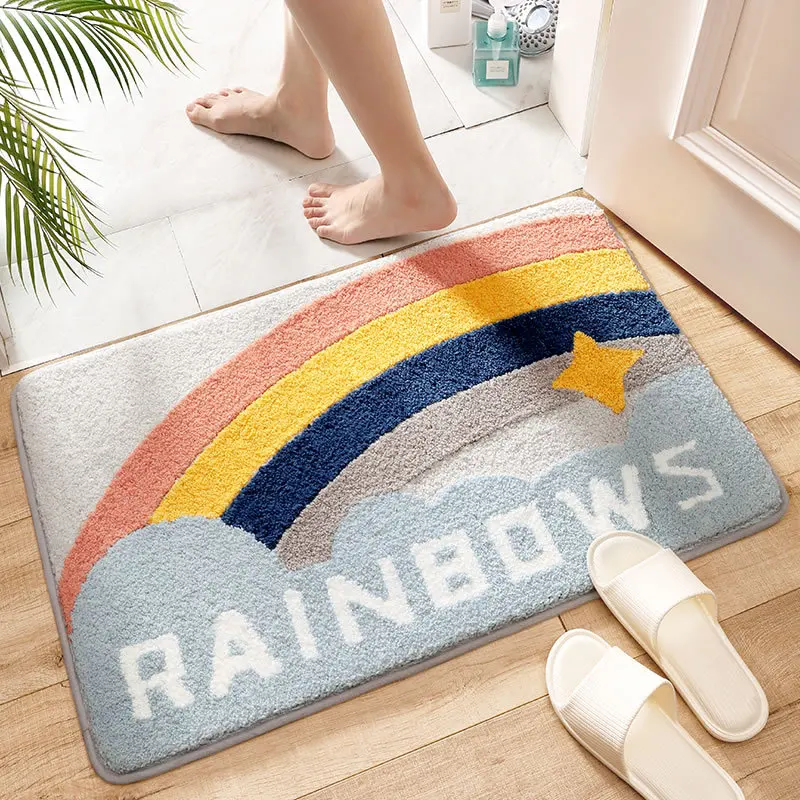 Quick Dry Absorbent Bath Rug Non Slip Soft Cloud Comfort Anti Shedding TPR Backing Lock Fiber Tech No Lint Fluffy Bathroom Mat
