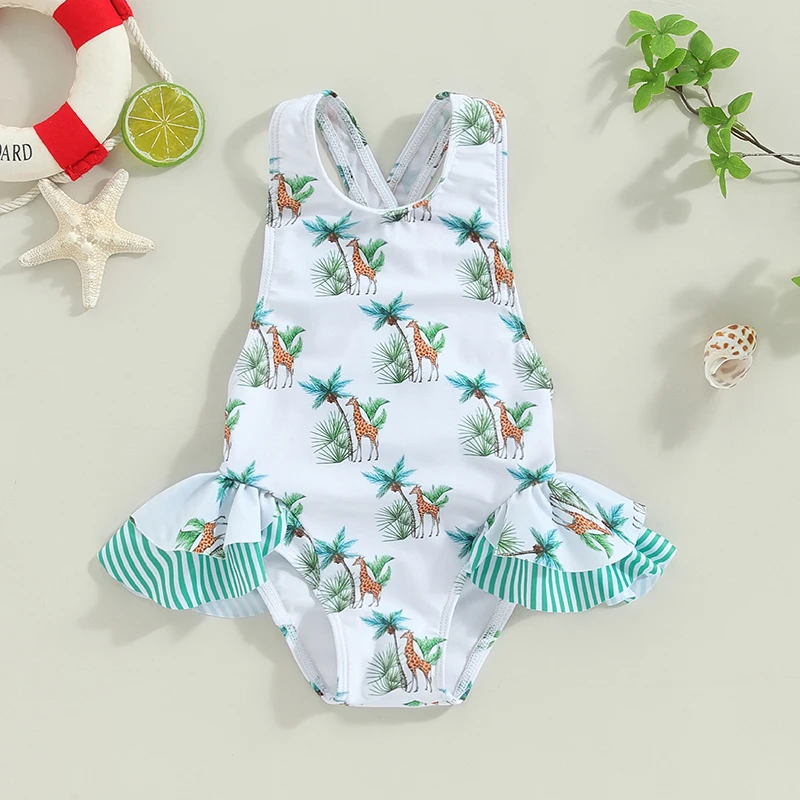 Toddler Girl Summer Swimsuit Cute Sleeveless Fruit/Animal Print Bathing Suit Infant Swimwear for 1 Years to 6 Years - Image 2