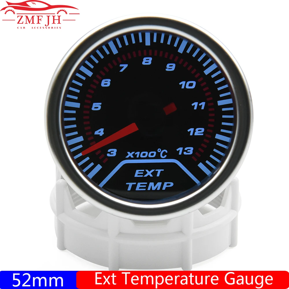 2" 52mm White LED Car Exhaust Gas Temp Gauge Ext Temp Meter EGT With Sensor Smoke Lens EXT ETG Meter for Gasoline Racing Car 12V