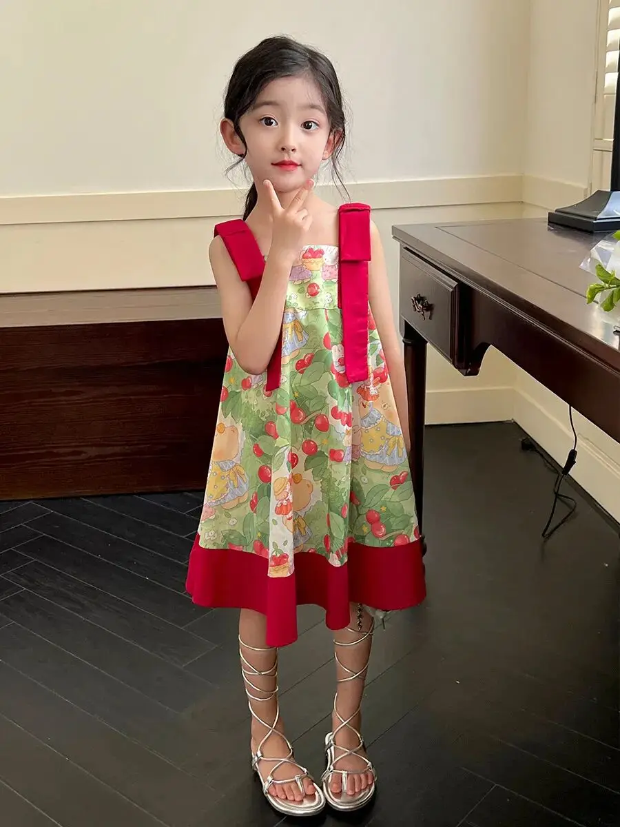 Kids Girls' Dress Summer Strap Tank Top Dress Children's Baby Knee Over Summer