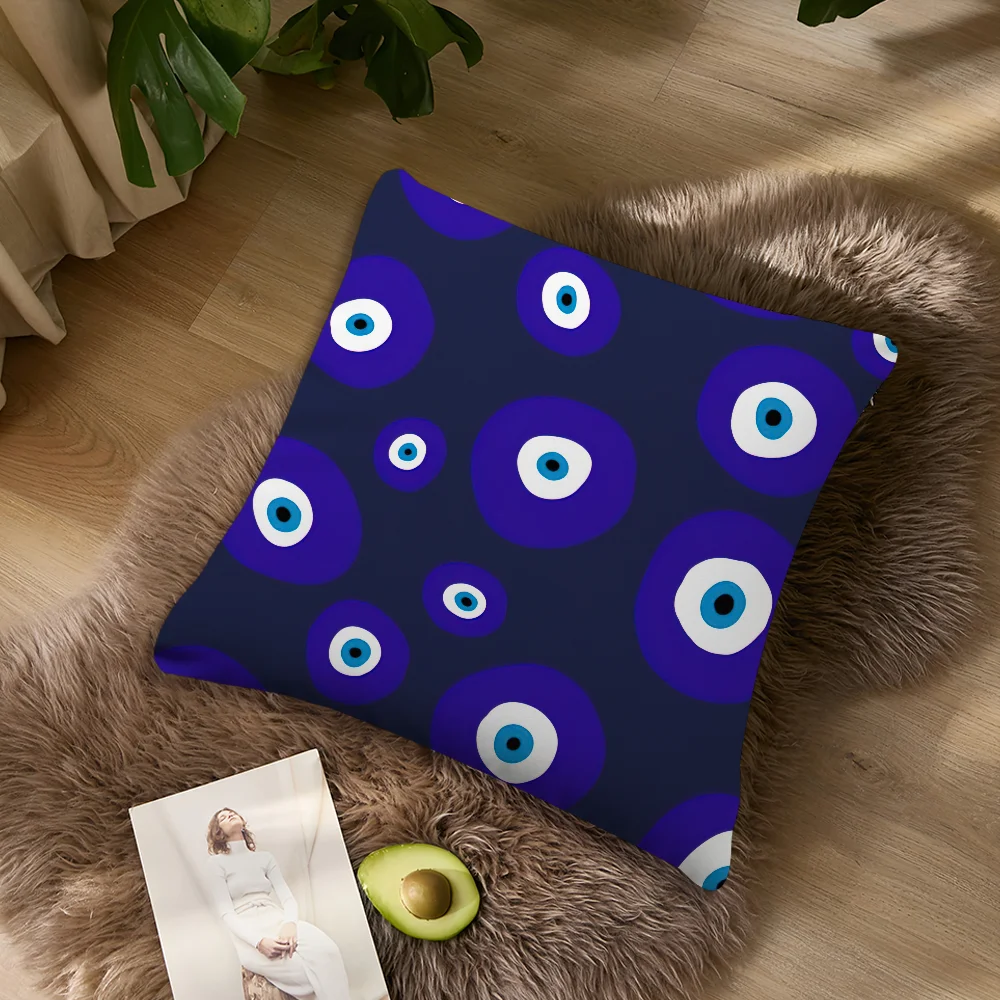 Lucky Evil Eye Symbol Art Pillow Case Living Room Accent Couch Back Support Square Lounge Restful Nap Companion ﻿ – Detail 7