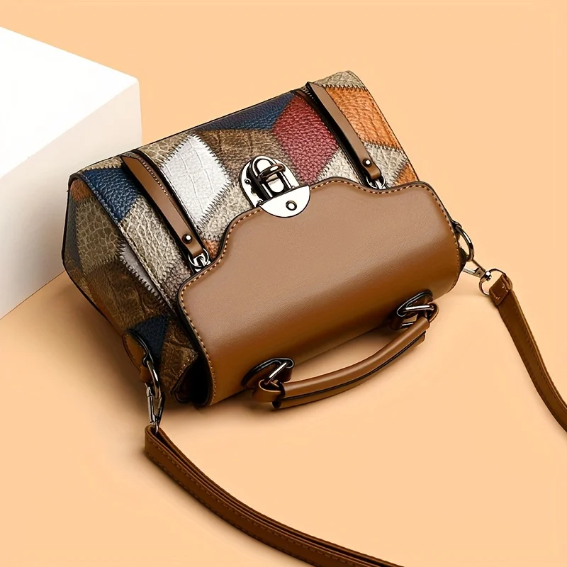 Retro Diamond Pattern Handbag for Women Anti-Theft Everyday Crossbody Shoulder Bag, Secure Travel Purse, Vintage Flair Handbags