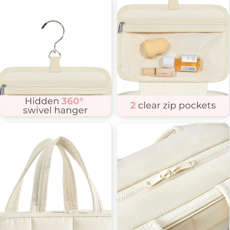 Foldable Plaid Makeup Bag Women Travel Organizer Hanging Toiletry Cosmetic Bag Waterproof Make Up Beauty Pouch Bathroom Storage