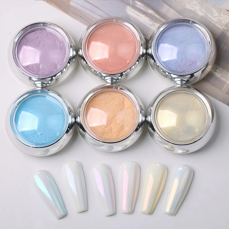 Nail Powder 6 pcs Aurora Metallic Mirror Effect Holographic Chameleon Pigment Nail Gel Oil Paint Dreamy Mermaid