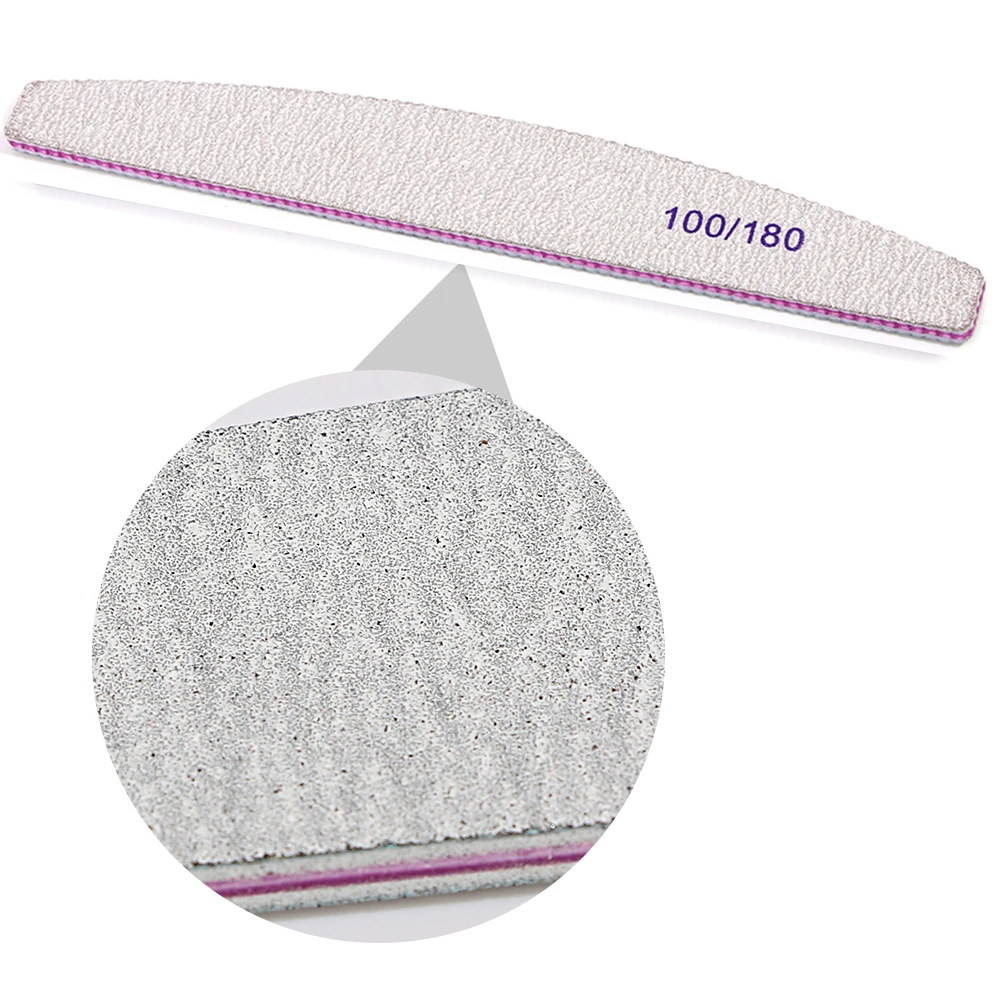 

1.1 * 7 In Meniscus Shape 100X180 Coarse Sand Nail File Nail Manicure Nail Polish Removal Tool Tools for Fingernail Toenail 6pcs