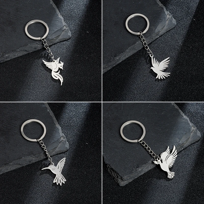 

Unique Fashion Phoenix Keychains Stainless Steel Flying Birds Car Key Chains for Women Men Girl Boy Gift Ornament Party Gift