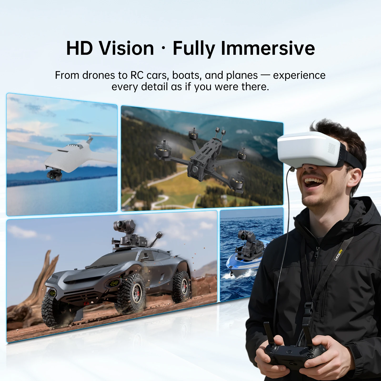 Caddx Walksnail Avatar HD FPV Goggles L 1920x1080 4.5 Inch 4km Distance Head Tracking for RC Cars FPV Drones Fixed-wing Gimbal thumbnail 6
