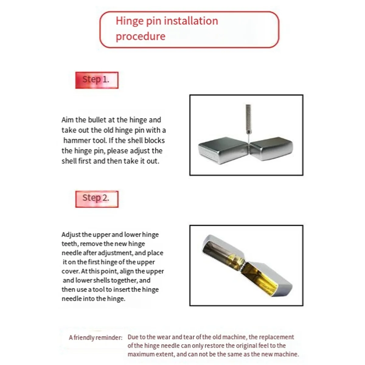 Suitable for Zippo 8MM (2005-) Lighter Shell Hinge Pin Punch Latch Connection Pin