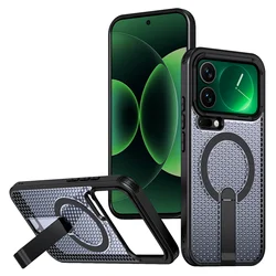 Luxury Honeycomb Cooling Stand Holder Magnetic Case - Hard Armor Protective Cover for Redmi K90Promax (Black)