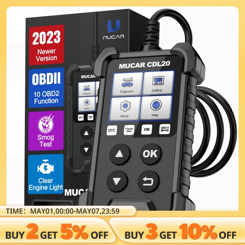 MUCAR CDL20 OBD2 Car Diagnostic Tools Free OBD 2 Code Reader Clear Engine Light Smog Test Auto Scanner