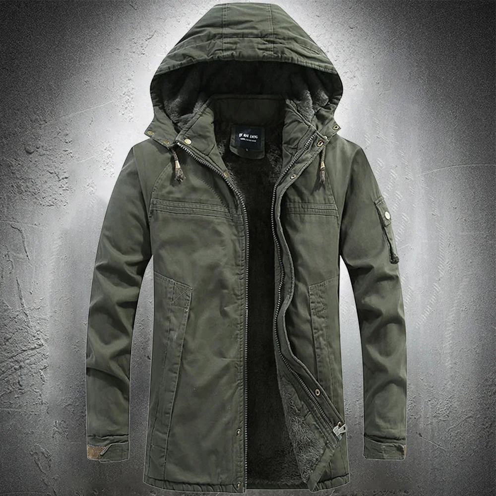 green hooded military jacket