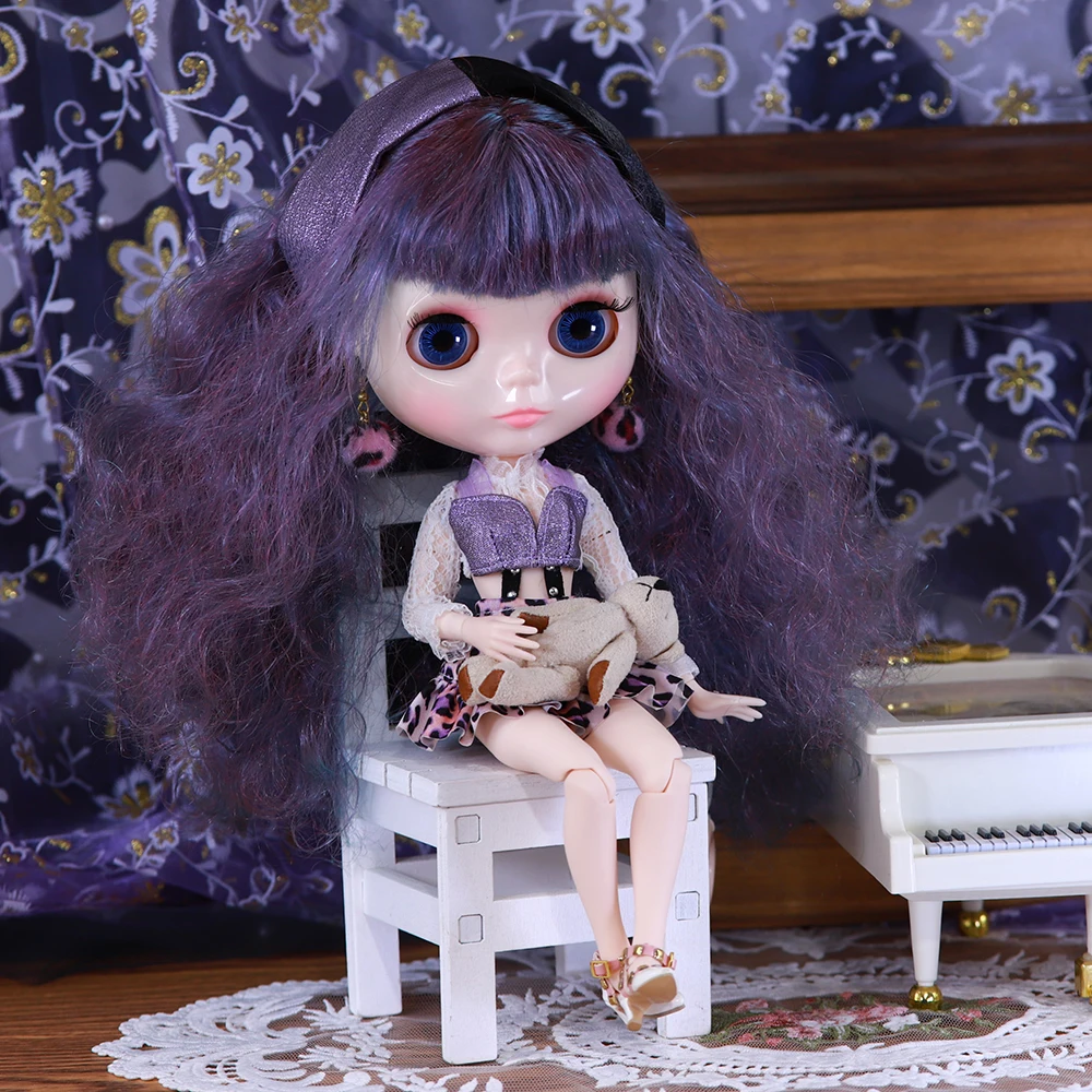 ライラ – プレミアム Custom Neo Blythe 紫色の髪、白い肌、つやつや 