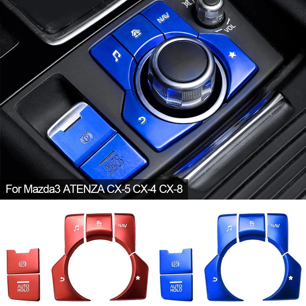 7Pcs Aluminium Elektronische Feststellbremse Automatische Parkplatz Taste Abdeckung Für Mazda3 ATENZA CX-5 CX-4 CX-8 Linkslenker Modus