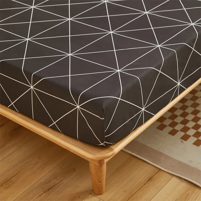Solstice Bedding Black Diamond Plaid Mattress Cover Protector Kid Child Teen Aldult Bed Linen Fitted Bed Sheets Sets Double Bed 6