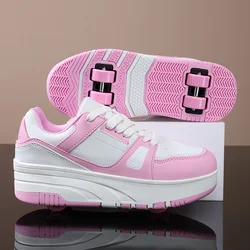 Roller Sneakers for Kids - Versatile Outdoor Sport & School Footwear (Pink)